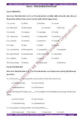 New curriculum textbased tests - Unit 1: The 