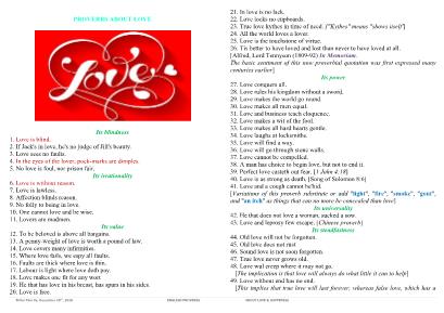 Ôn tập Anh Văn 12 - Proverbs about love  - Th