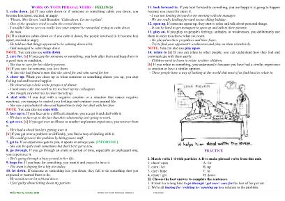 Work on your phrasal verbs 6: Feelings - Thẩm