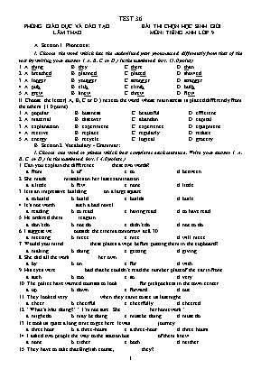 Bộ 50 đề thi chọn học sinh giỏi cấp tỉnh môn Tiếng Anh Lớp 9 (Tiếp theo)