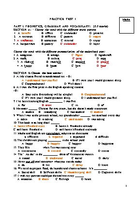 Đề thi kiểm tra giữa kì 1 môn Tiếng Anh 9 - N