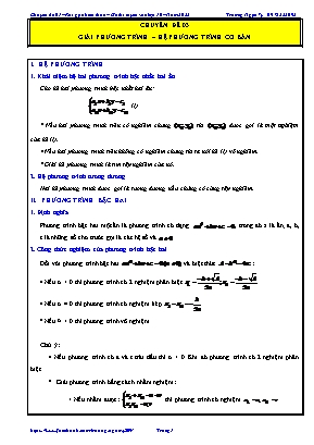 Đề cương ôn tập môn Toán Lớp 9 - Chuyên đề 03: Giải phương trình. Hệ phương trình cơ bản