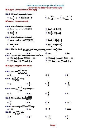 Bài tập trắc nghiệm môn Toán 11: Giới hạn dãy số hàm số