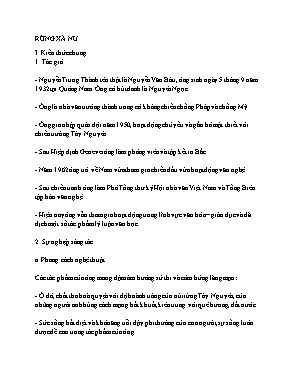 Đề cương ôn thi kiến thức học kì 1 môn Ngữ văn Lớp 12 - Bài: Rừng xà nu (Nguyễn Trung Thành)