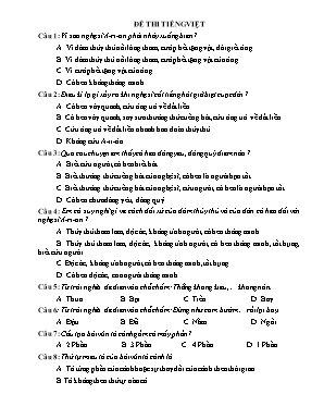 Đề thi giữa học kì 1 môn Tiếng Việt Lớp 5 (Có đáp án)