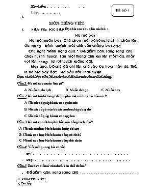 Đề thi học kì 2 môn Tiếng Việt Lớp 1 (Cánh diều)
