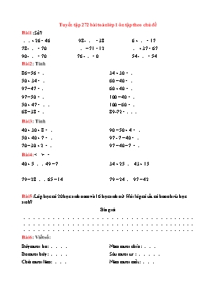 Tuyển tập 272 bài toán Lớp 1 ôn tập theo chủ đề (Cánh diều)