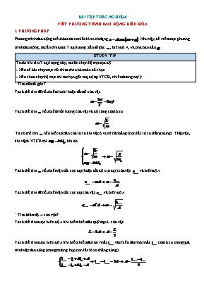 Bài tập trắc nghiệm Vật lý 12: Phương trình dao động điều hòa (Có lời giải)