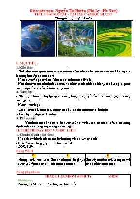 Giáo án Địa lý Lớp 6 (Sách Chân trời sáng tạo) - Chương trình cả năm - Bộ 2 - Nguyễn Thị Huyền