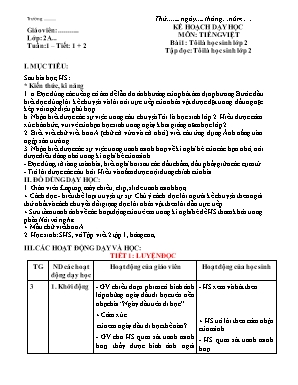 Giáo án Tiếng Việt Lớp 2 (Sách Kết nối tri thức - CV 5512) - Chương trình học kỳ I