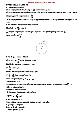 Lý thuyết và bài tập trắc nghiệm Vật lý 10 - Bài 5: Chuyển động tròn đều (Có lời giải)