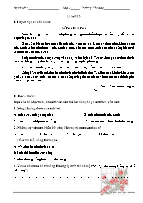 Phiếu bài tập cuối tuần môn Tiếng Việt Lớp 2 (Sách Chân trời sáng tạo) - Tuần 26