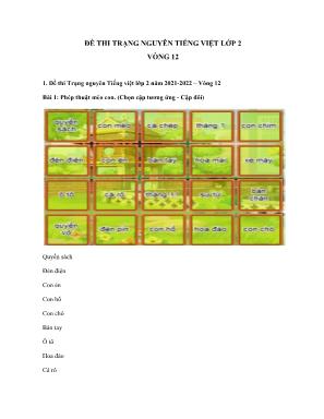 Đề thi trạng nguyên môn Tiếng Việt Lớp 2 - Vòng 12