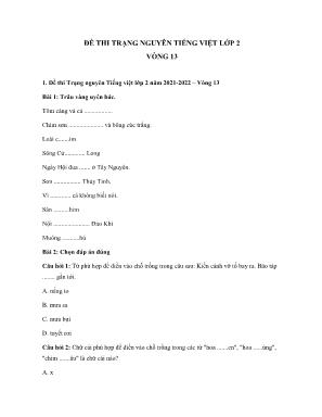 Đề thi trạng nguyên môn Tiếng Việt Lớp 2 - Vòng 13