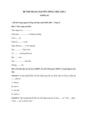 Đề thi trạng nguyên môn Tiếng Việt Lớp 2 - Vòng 14