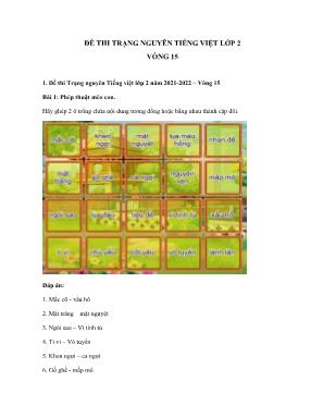 Đề thi trạng nguyên môn Tiếng Việt Lớp 2 - Vòng 15