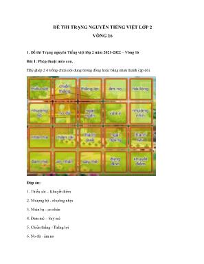 Đề thi trạng nguyên môn Tiếng Việt Lớp 2 - Vòng 16