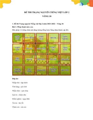 Đề thi trạng nguyên môn Tiếng Việt Lớp 2 - Vòng 18