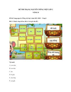 Đề thi trạng nguyên môn Tiếng Việt Lớp 2 - Vòng 8