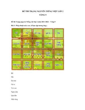 Đề thi trạng nguyên môn Tiếng Việt Lớp 2 - Vòng 9