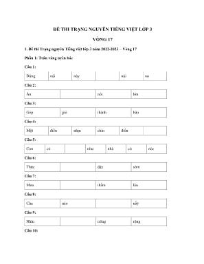 Đề thi trạng nguyên môn Tiếng Việt Lớp 3 - Vòng 17 - Năm học 2022-2023 (Có đáp án)