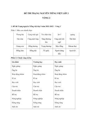 Đề thi trạng nguyên môn Tiếng Việt Lớp 3 - Vòng 2