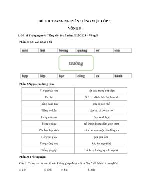 Đề thi trạng nguyên môn Tiếng Việt Lớp 3 - Vòng 8 - Năm học 2022-2023 (Có đáp án)
