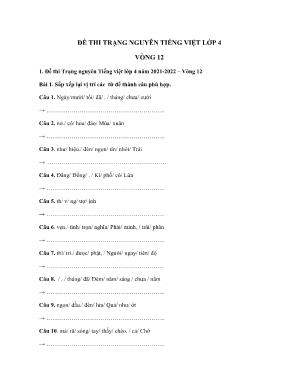 Đề thi trạng nguyên môn Tiếng Việt Lớp 4 - Vòng 12 (Có đáp án)