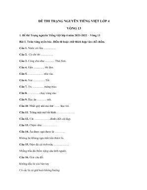 Đề thi trạng nguyên môn Tiếng Việt Lớp 4 - Vòng 13 (Có đáp án)