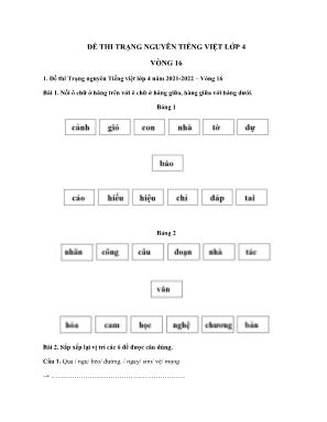 Đề thi trạng nguyên môn Tiếng Việt Lớp 4 - Vòng 16 (Có đáp án)
