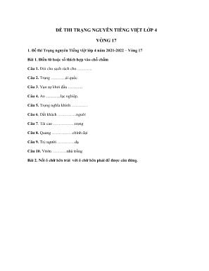 Đề thi trạng nguyên môn Tiếng Việt Lớp 4 - Vòng 17 (Có đáp án)