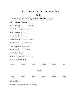 Đề thi trạng nguyên môn Tiếng Việt Lớp 4 - Vòng 19 (Có đáp án)