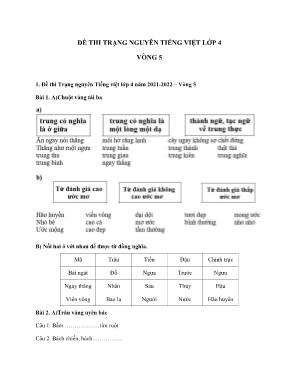 Đề thi trạng nguyên môn Tiếng Việt Lớp 4 - Vòng 5 (Có đáp án)