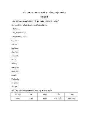 Đề thi trạng nguyên môn Tiếng Việt Lớp 4 - Vòng 7 (Có đáp án)