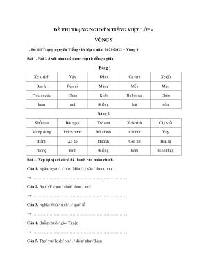 Đề thi trạng nguyên môn Tiếng Việt Lớp 4 - Vòng 9 (Có đáp án)