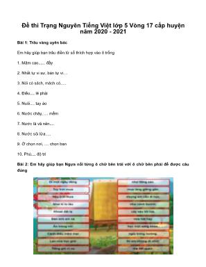 Đề thi trạng nguyên môn Tiếng Việt Lớp 5 - Năm học 2020-2021 - Vòng 17 (Có đáp án)