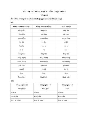 Đề thi trạng nguyên môn Tiếng Việt Lớp 5 - Vòng 2 (Có đáp án)