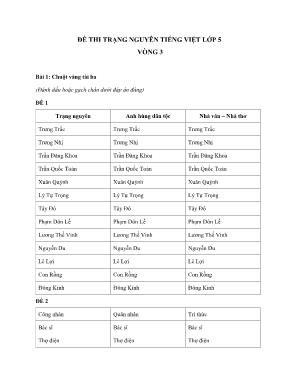 Đề thi trạng nguyên môn Tiếng Việt Lớp 5 - Vòng 3 (Có đáp án)