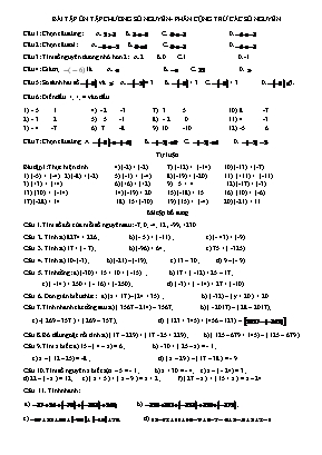 Bài tập ôn tập Số học 6 - Chương: Số nguyên – Phần cộng trừ các số nguyên