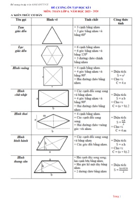 Đề cương ôn tập học kì I môn Toán Lớp 6 (Kết nối tri thức và cuộc sống) - Năm học 2023-2024