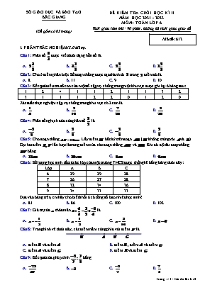 Đề kiểm tra cuối học kì II môn Toán Lớp 6 (Kế