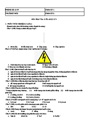 Đề kiểm tra giữa học kì I môn Khoa học tự nhi