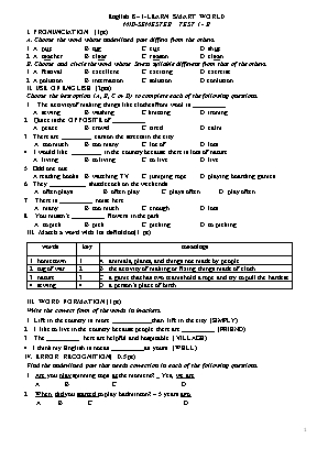 Đề kiểm tra giữa học kỳ 1 môn Tiếng Anh Lớp 8 (iLearn Smart World) - Mã đề B