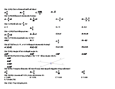 Đề kiểm tra giữa học kỳ I môn Toán Lớp 7 (Kết nối tri thức và cuộc sống) - Năm học 2022-2023 (Có đáp án)