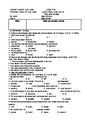 Đề kiểm tra môn Tiếng Anh Lớp 8 (Global Success) - Trường THCS TT Gio Linh