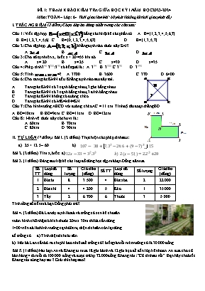 Đề tham khảo kiểm tra giữa học kỳ I môn Toán 