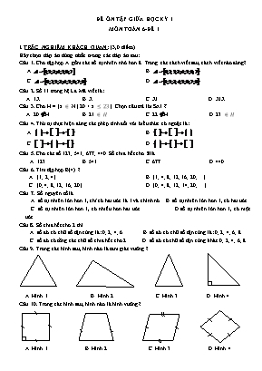 Tổng hợp đề thi giữa học kì I môn Toán Lớp 6 