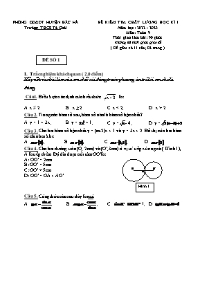 2 Đề kiểm tra chất lượng học kì I môn Toán 9 - Năm học 2022-2023 - Trường THCS Tà Chải (Có đáp án) 2 Đề kiểm tra chất lượng học kì I môn Toán 9 - Năm học 2022-2023 - Trường THCS Tà Chải (Có đáp án)