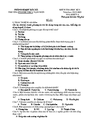 2 Đề kiểm tra chất lượng học kỳ I Khoa học tự