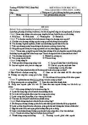 2 Đề kiểm tra cuối học kì I Giáo dục công dân